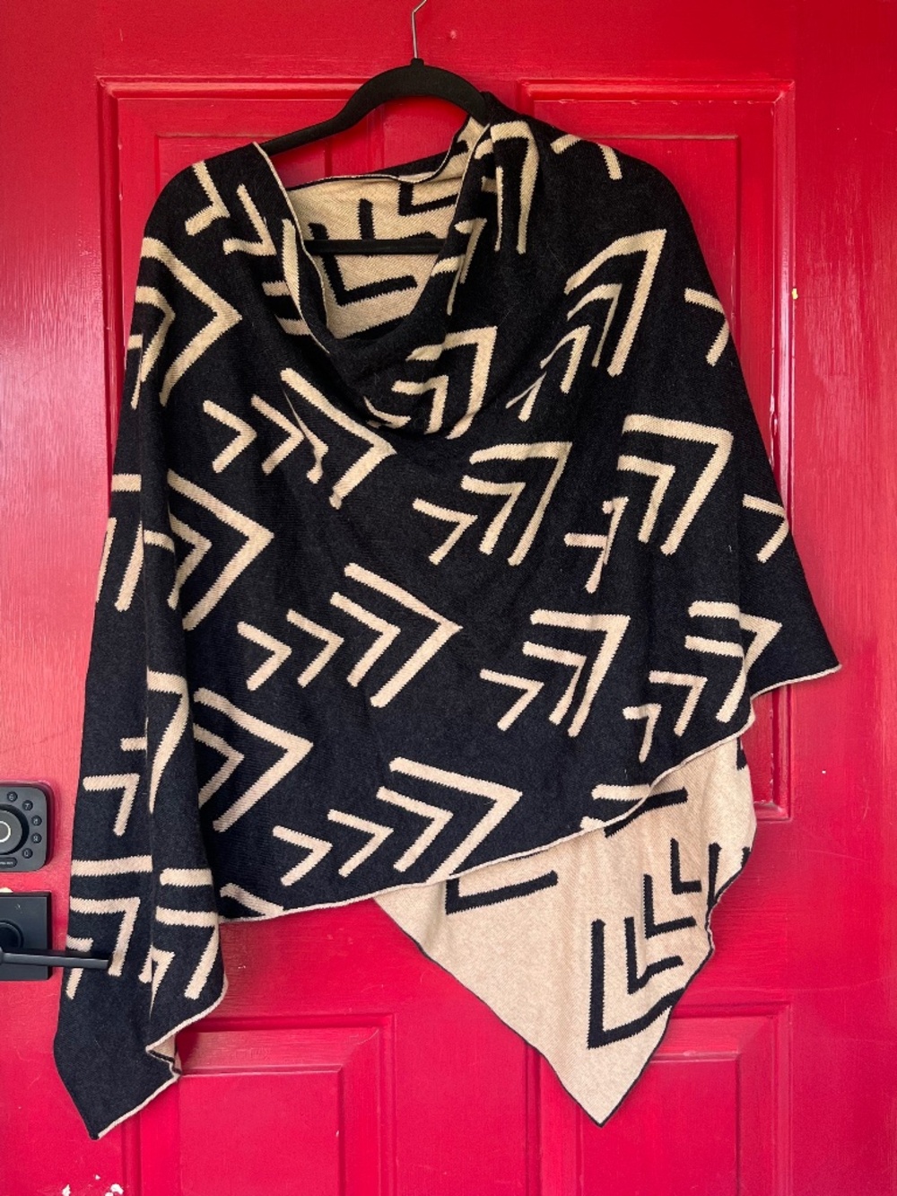 One Size Women's Shawl Reversible Warm Pull Over Brown Black Fall Accessory